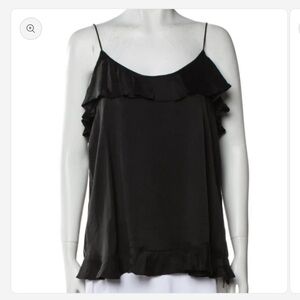 Zimmermann Black Ruffle Silk Camisole Top